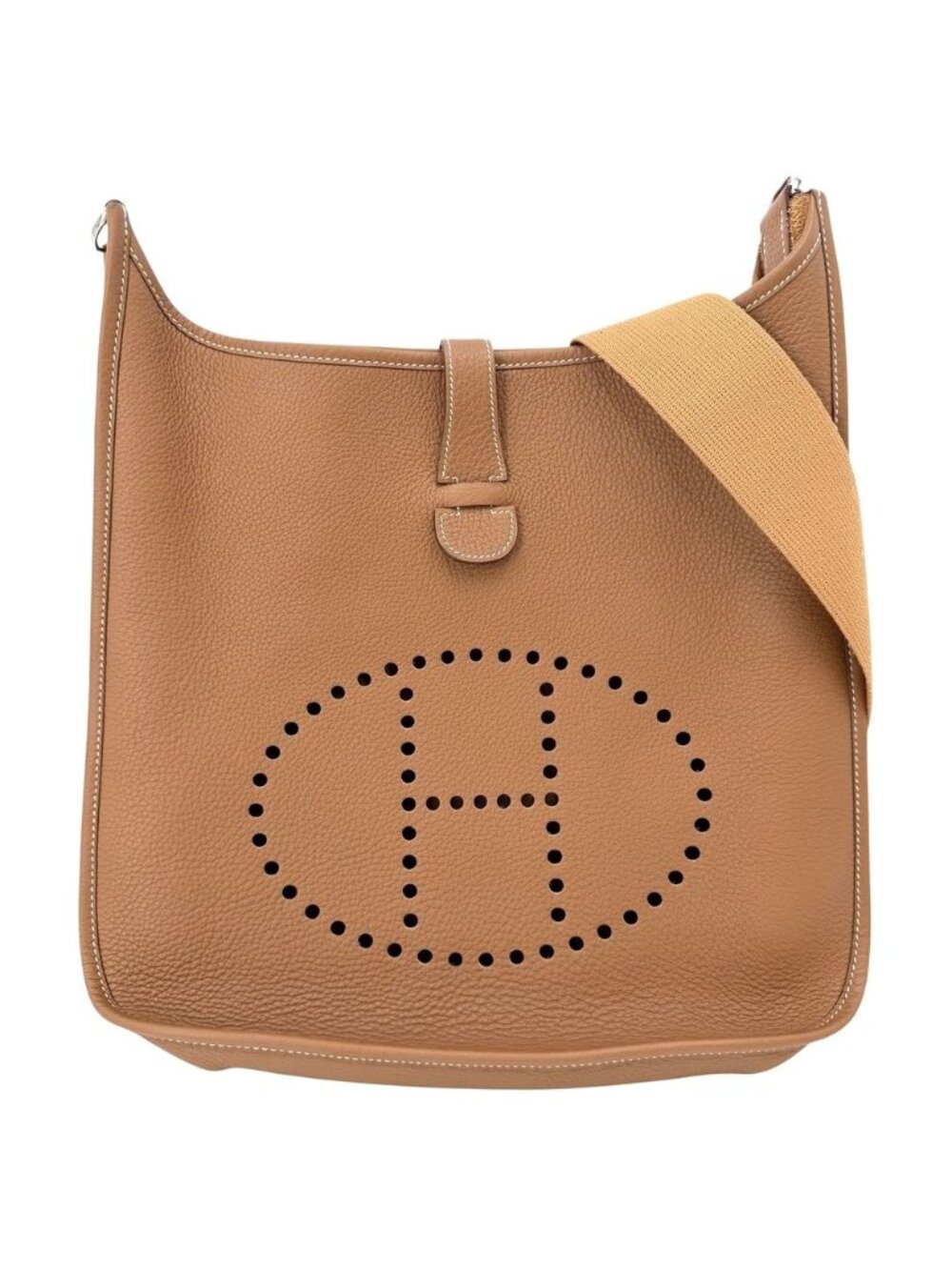 Hermes Shoulder Bag Evelyne 2 GM Leather Brown Silver